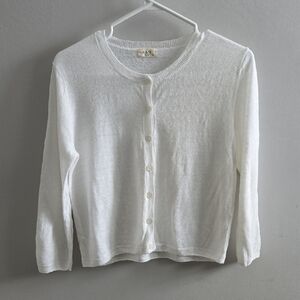 White NAIF Alvin 100% Linen Cardigan Size XS